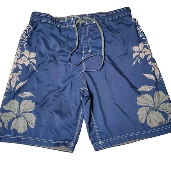 Speedo Men's Sz XL Elastic Board Swim Trunks Shorts Bottoms Hawaiian - Picture 1 of 10